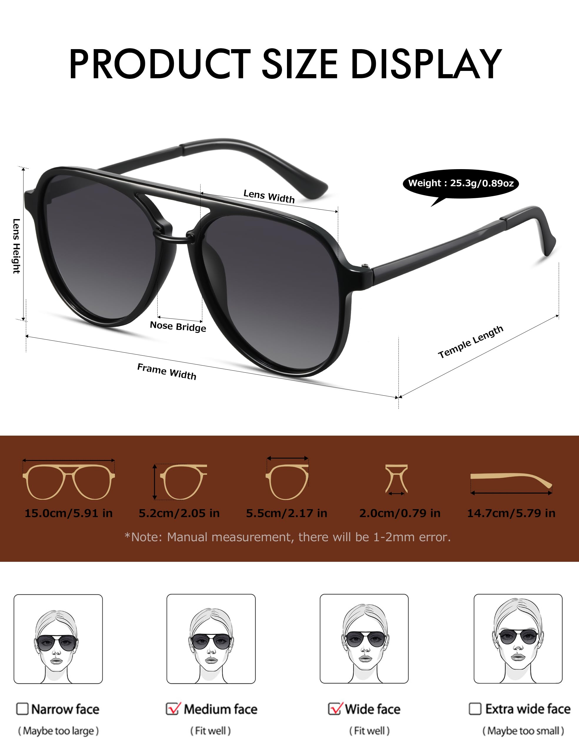 Aviator Sunglasses Womens Mens Big Frame Retro Trendy Vintage 70s Styl