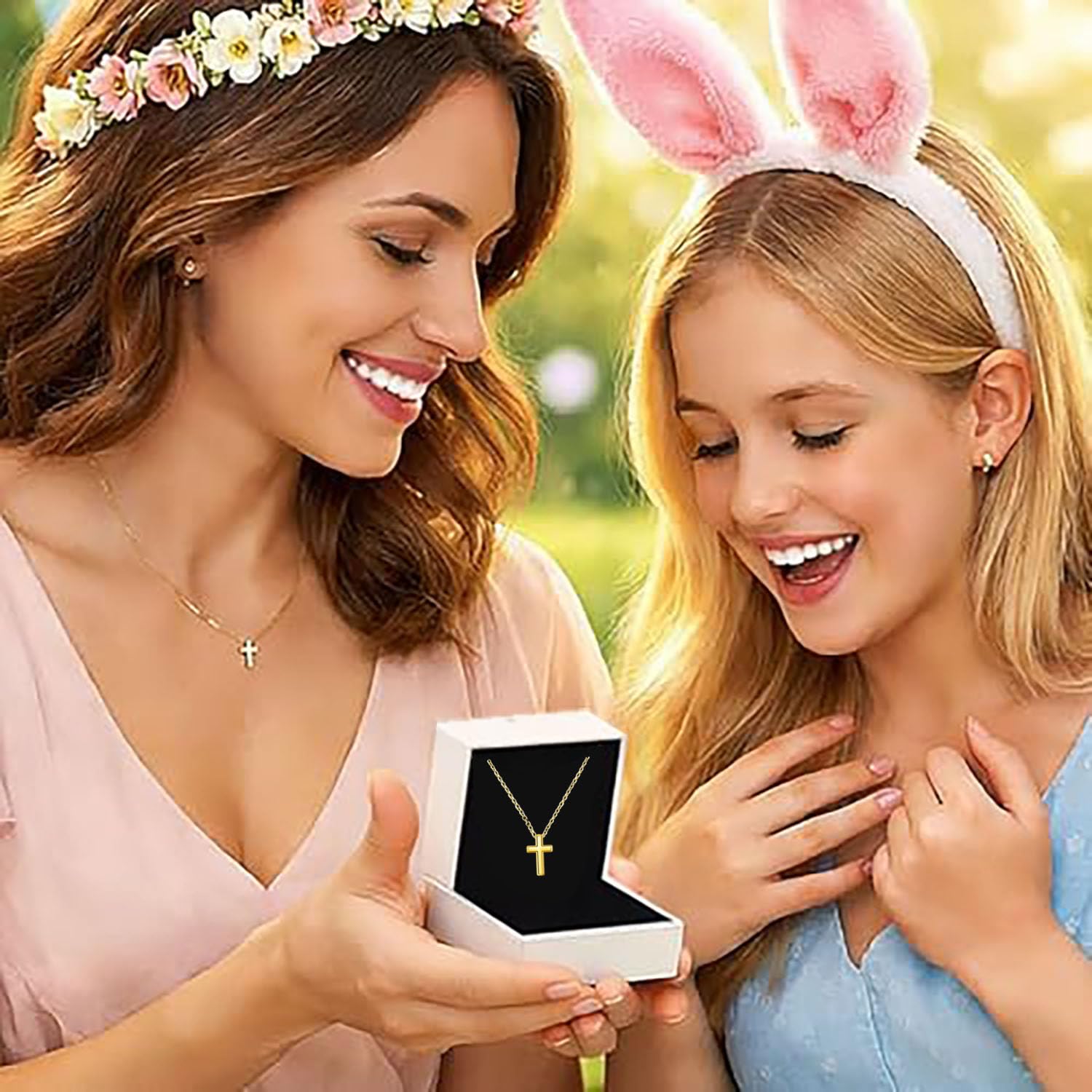 Gold Cross Necklace Gifts for Women Teen Girls, 14K Gold Silver Plated Dainty Pe