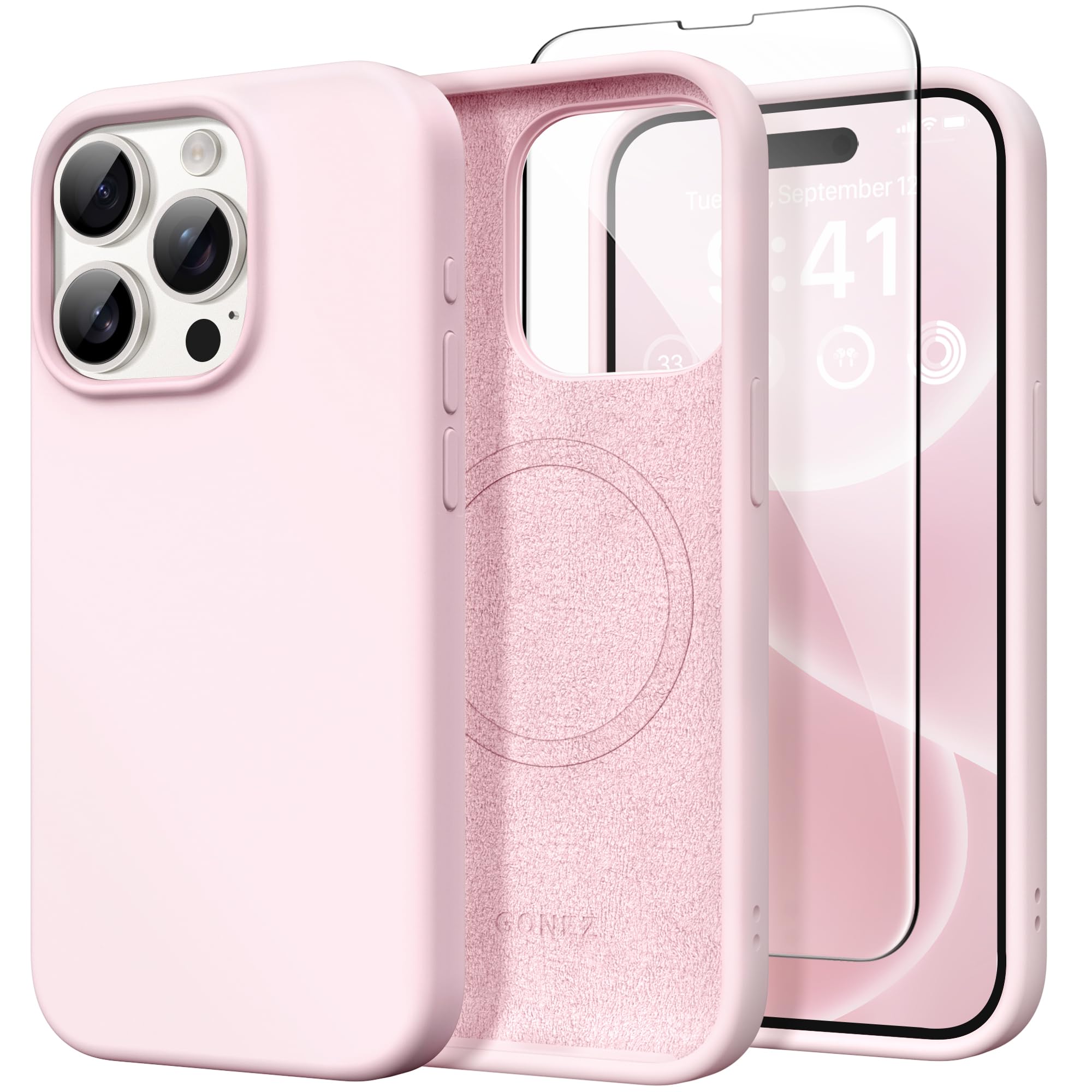 Iphone 15 Pro Max Case Silicone, Magsafe, Camera Protector + Screen Protector, S