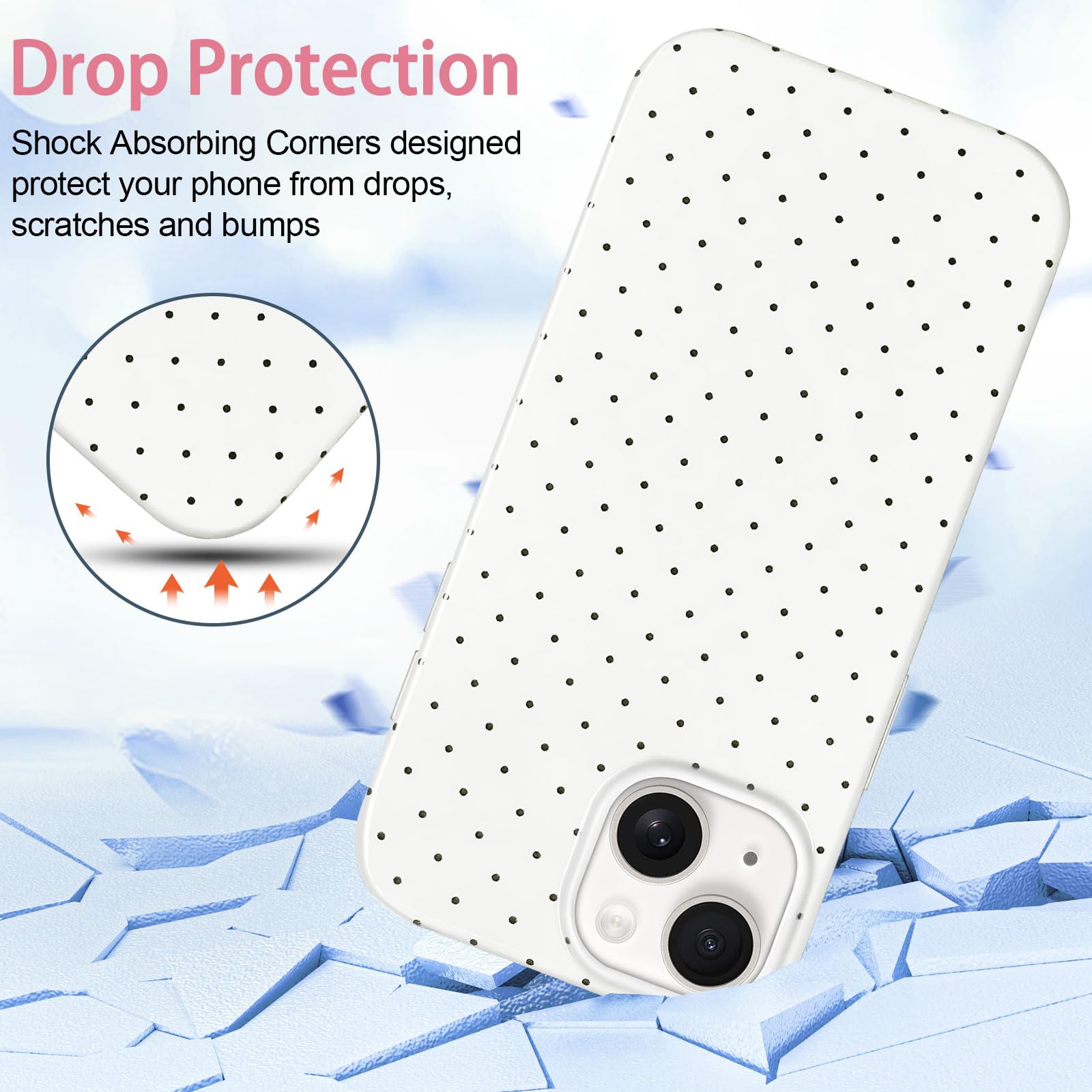 iPhone 14 Case & iPhone 13 Case Cute Polka Dot Aesthetic Design Simple Cover