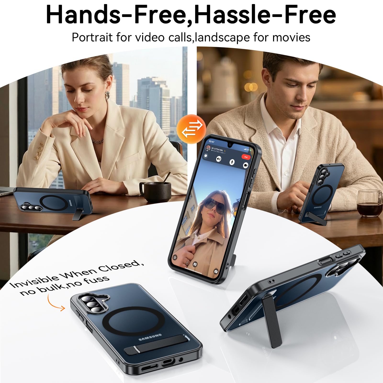 for Samsung Galaxy A17 5G Case with Stand, Magnetic Shockproof Phone Case Fit