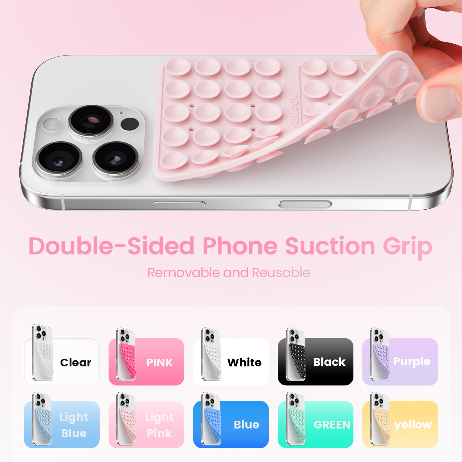 Double-Sided Suction Cup Phone Case Detachable Mount, Sticky Phone Grip With Hig