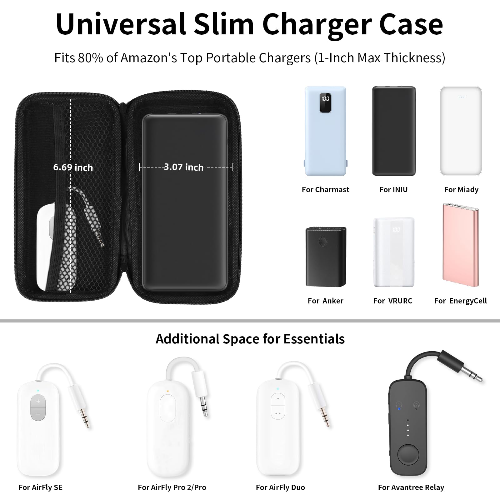 Essential Electronics Organizer Charger Case, Shockproo
