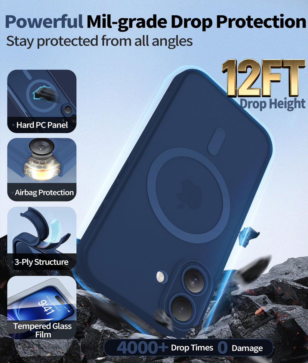 Case For Iphone 16 With Screen Protector [Full Camera Protection] [Strong Magsaf