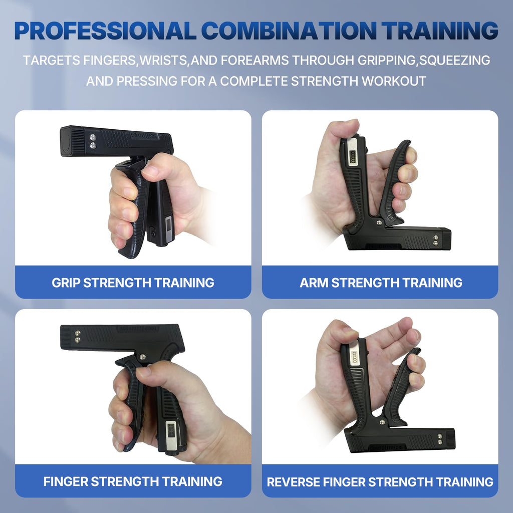 Strength Trainer with Finger Exerciser, Digital Counter Adjustable Hand Grip Str