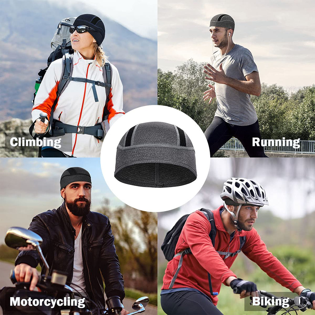 Cap Helmet Liner Beanie, Cooling Mesh Cycling Running Hat for Men Women, Fits Un