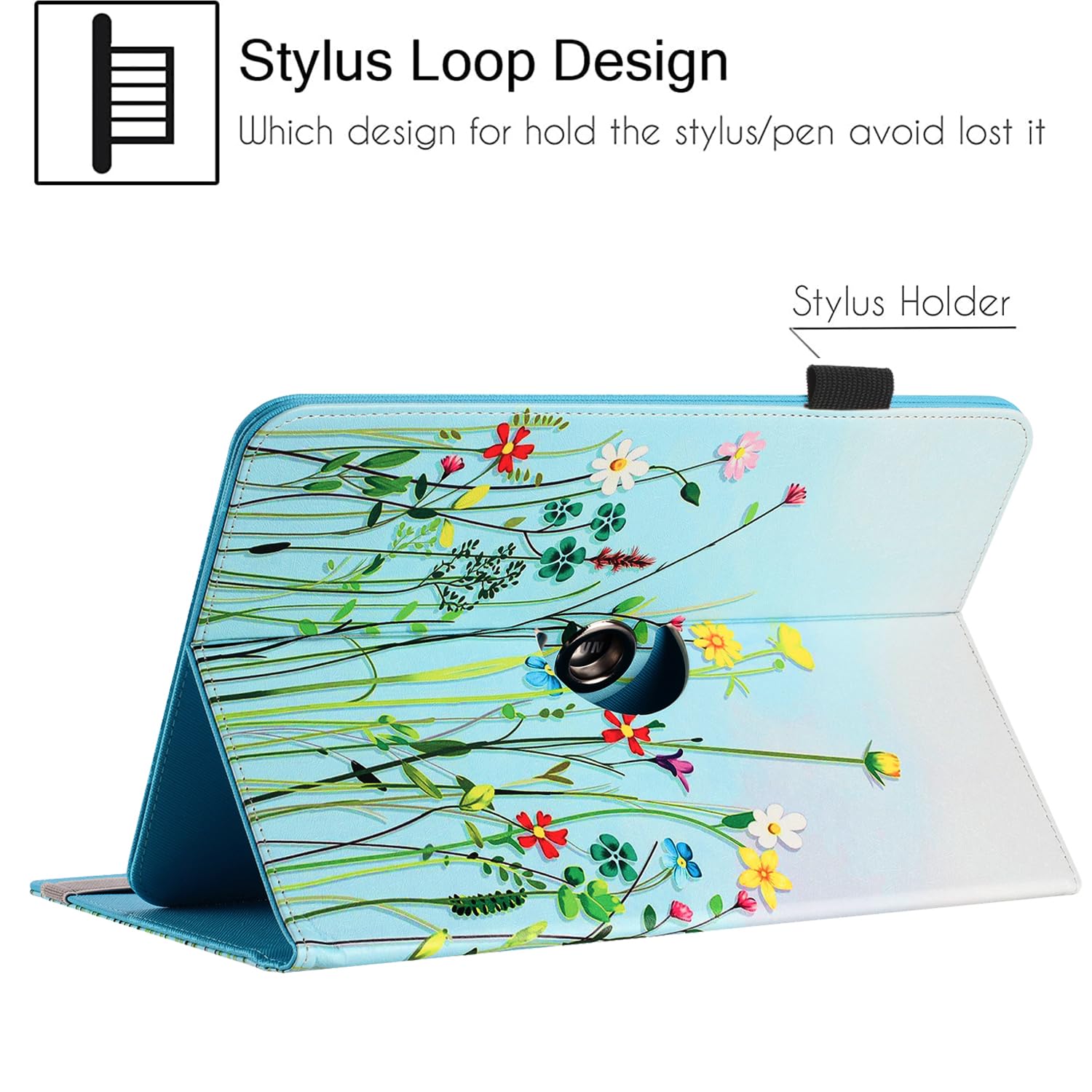 Universal 7 inch 8 inch Tablet Case,360 Degree Rotatable Kickstand Multiple View