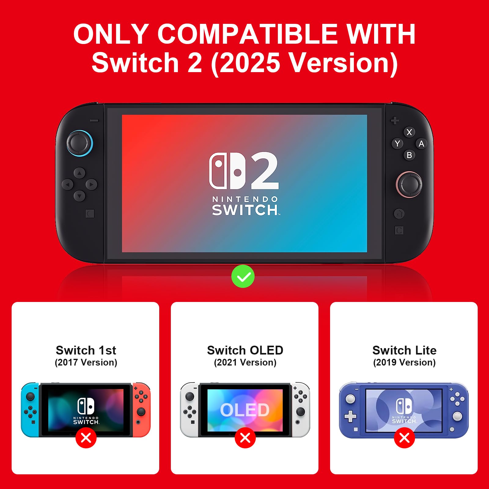 Switch 2 (2025) Protective Case – Shockproof TPU + PC Grip Cover, Anti-Scratch,