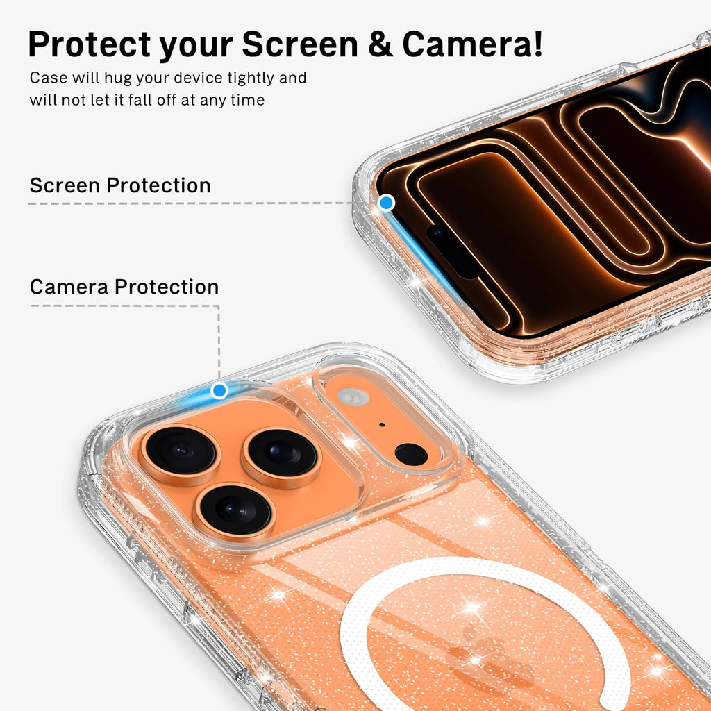 Iphone 17 Pro Case Clear [Non Yellowing] [ Magsafe] Shockproof 3-Layer Full Body