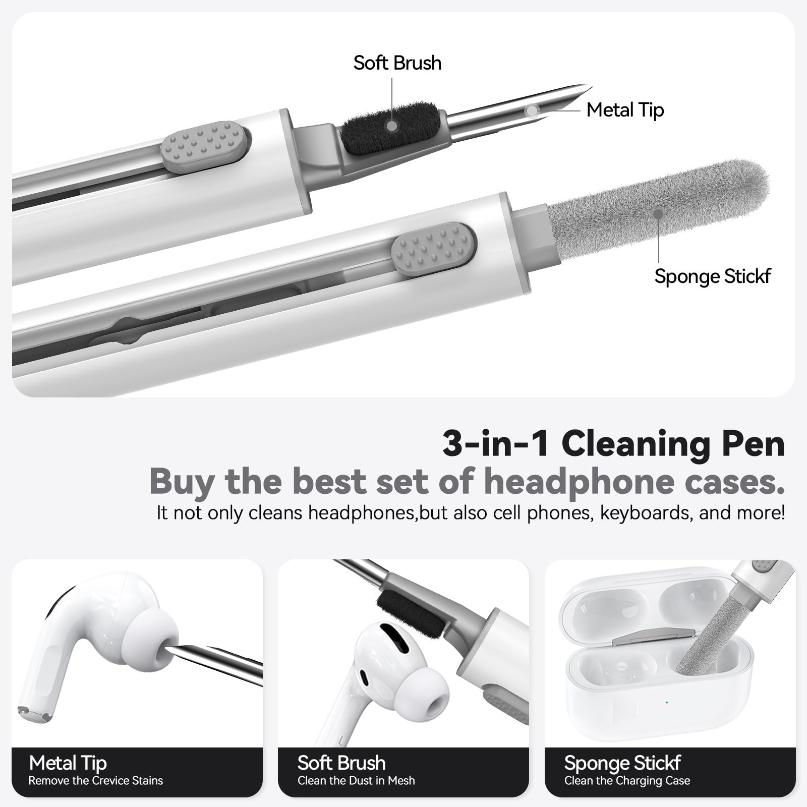 Airpods Pro 3 Case 2025 With Cleaner Kit,Soft Silicone Protective Cover For Appl