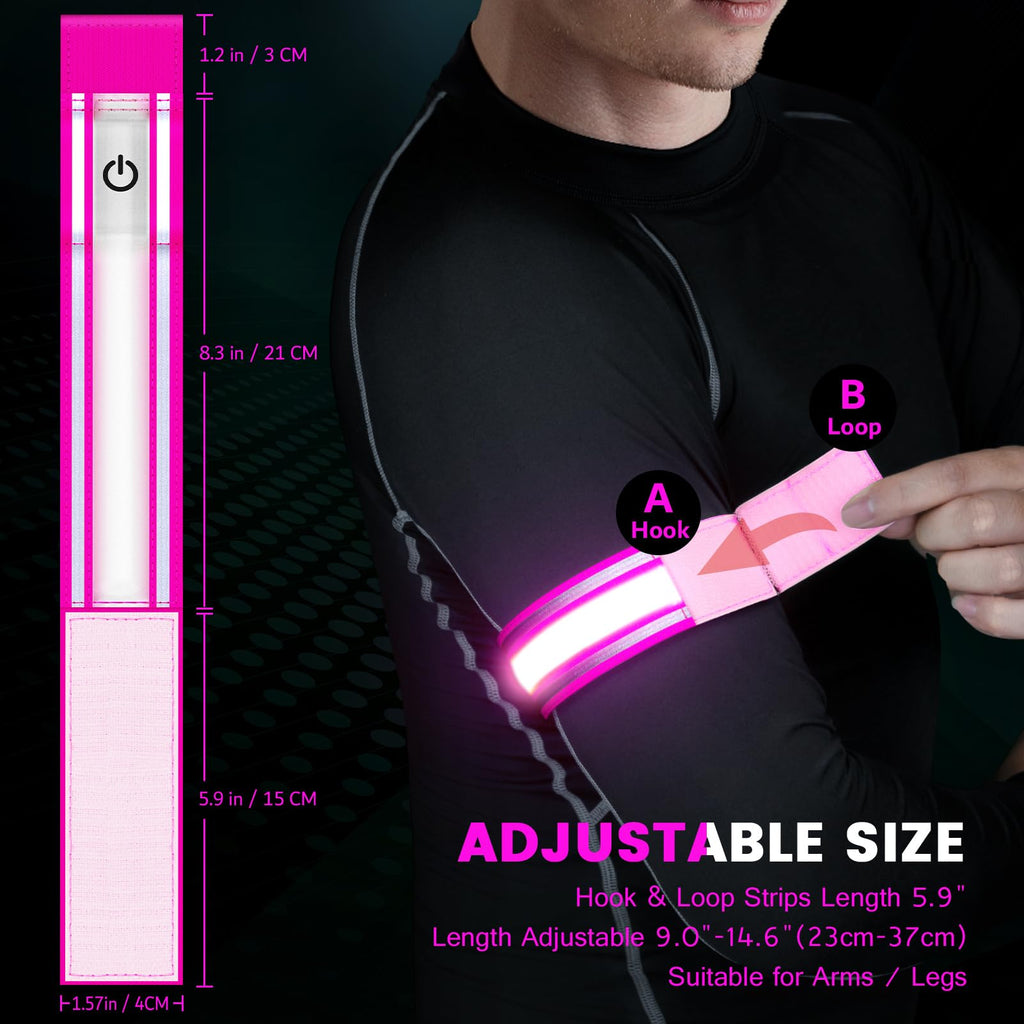 Led Armband For Running Walking At Night,Reflective Arm Bands For Runners,Rechar