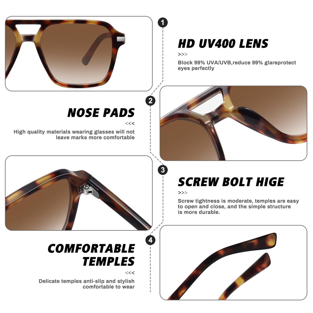 Aviator Sunglasses for Women Men Trendy Classic Square 70s 80s 90s Vintage