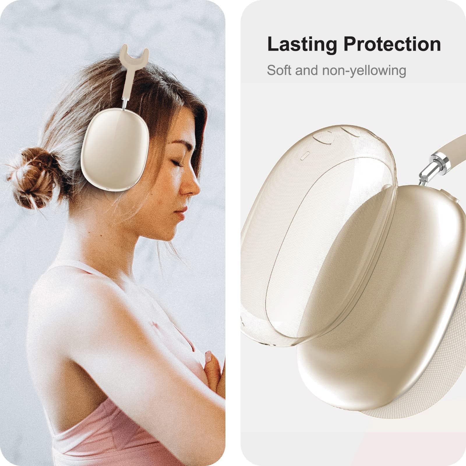 In 1 Case Cover For Airpods Max, Clear Tpu Ear Cup Protectors & Silicone Earpad