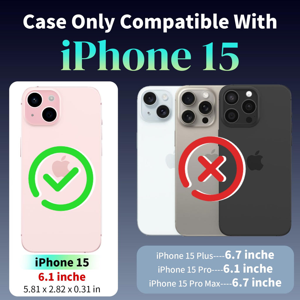iPhone 15 Case with Screen Protector: 360°Grade Rotatable Kickstand (Non-Sli