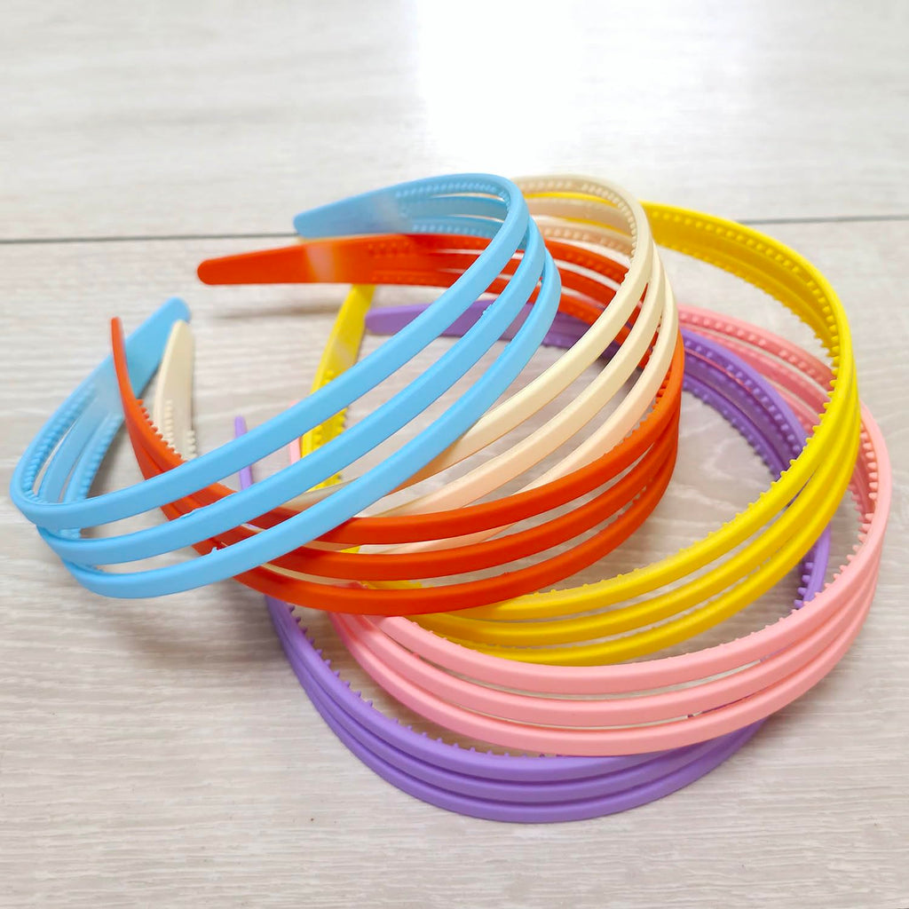 6pcs Colorful Plastic Headbands Set for Girls Women, thin Hairband with inner te