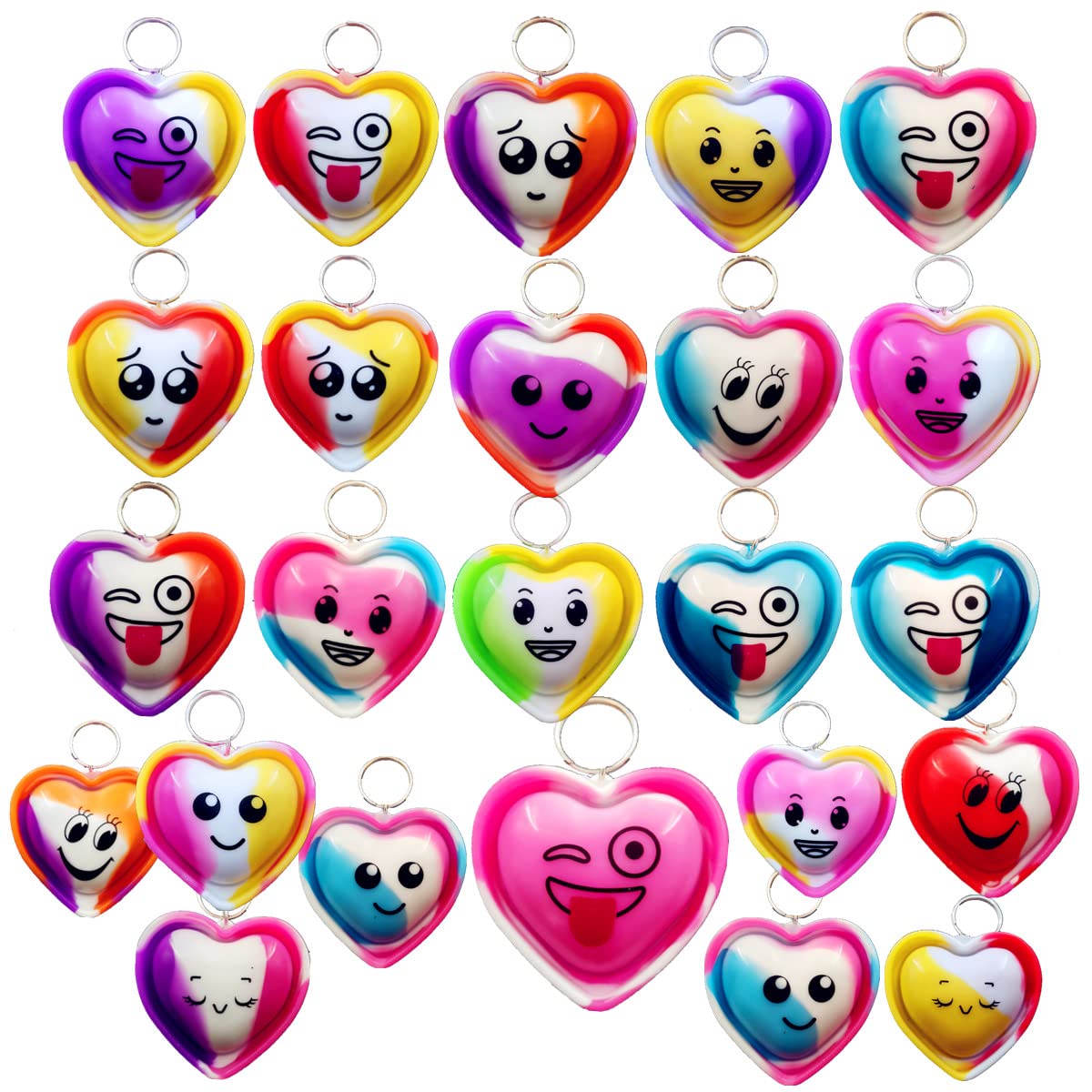 packs Bulk heart expression Mini Pop Fidget Backpack Key Chain，boy and Little