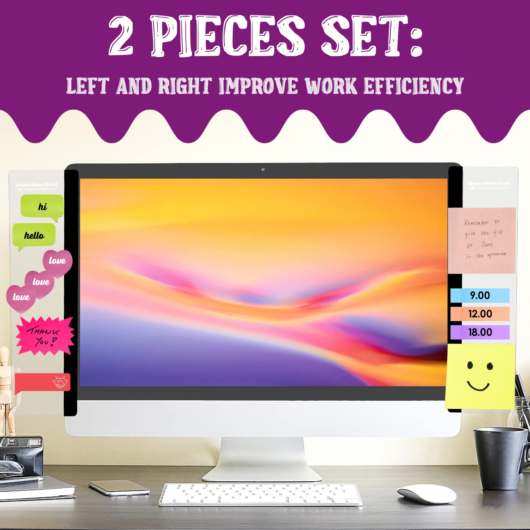 Desk Accessories 2Pcs Computer Monitor Memo Board Message Board Supplies For Wom