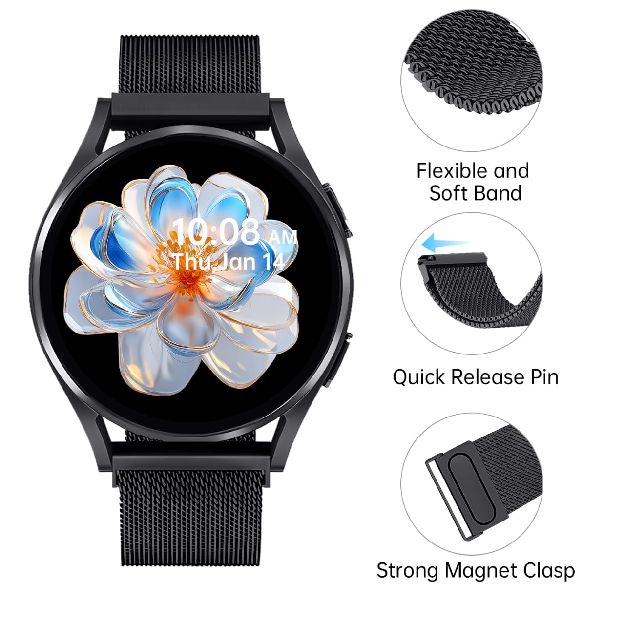 Band Compatible with Galaxy Watch 7 Band 40mm 44mm,Magnetic 20mm Quick Release W