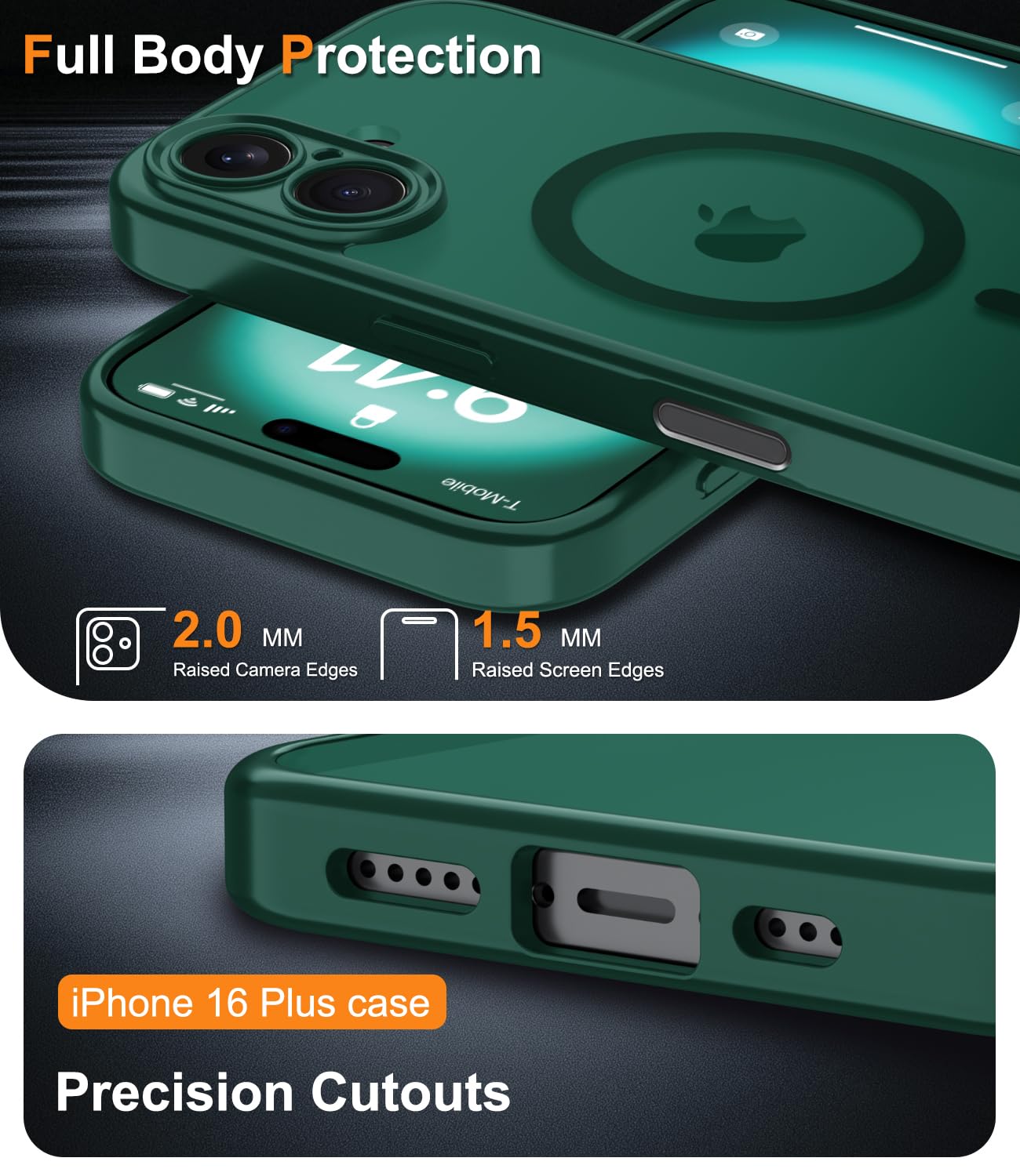 for iPhone 15 Case,with Screen Protector+Wrist Strap,Compatible with Ma