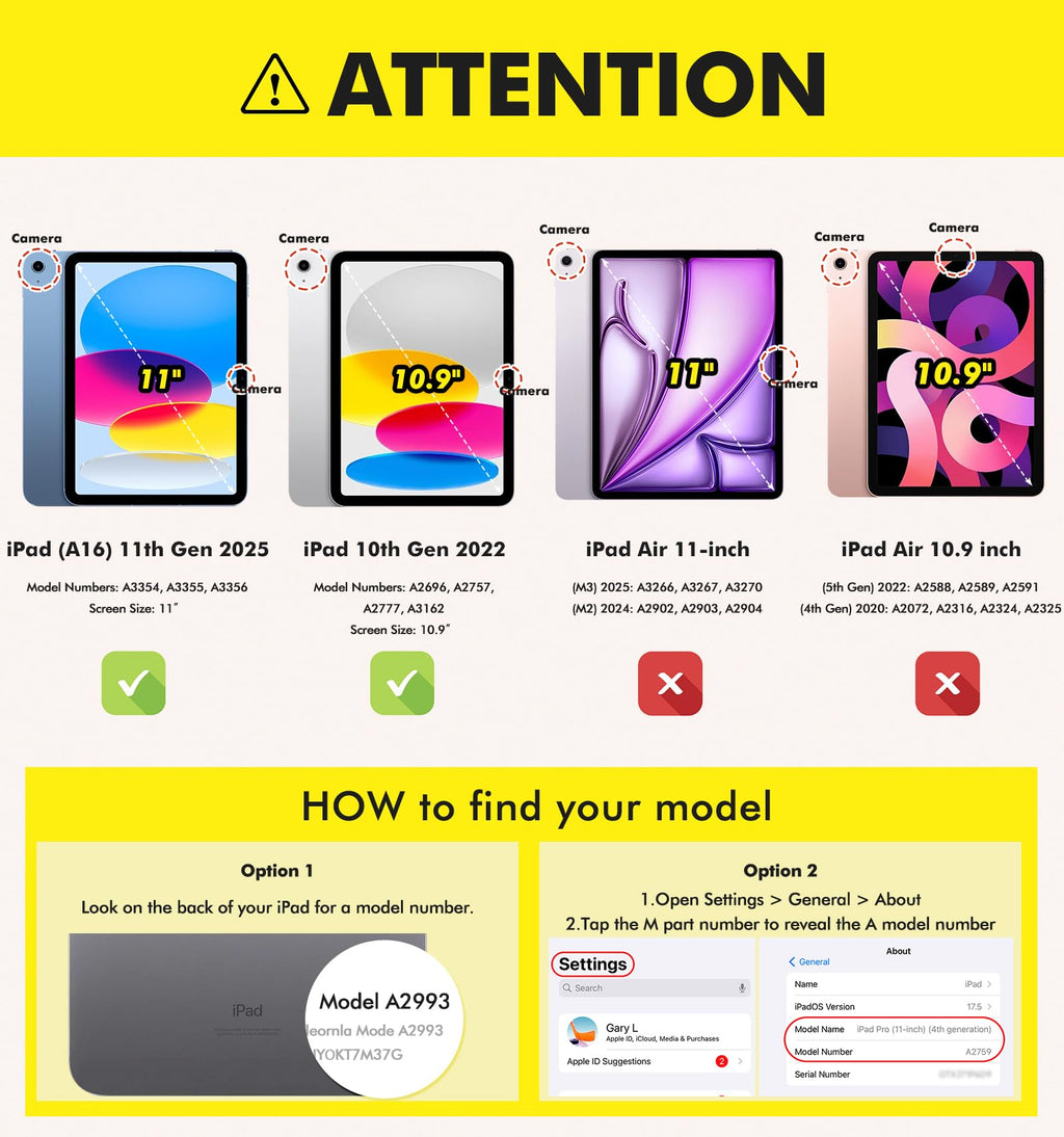 Compatible with iPad A16 Case 11th Generation 11 Inch 2025, iPad 10th Generation