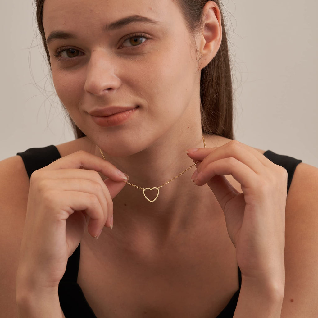 Gold Heart Necklace for women, Cute Necklaces for Mother's Day Gifts, 14k Gold P