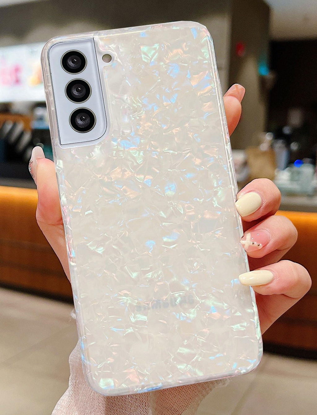 Galaxy S21 Case 5G 6.2-inch, Luxury Sparkle Glitter Translucent Clear Opal Pearl