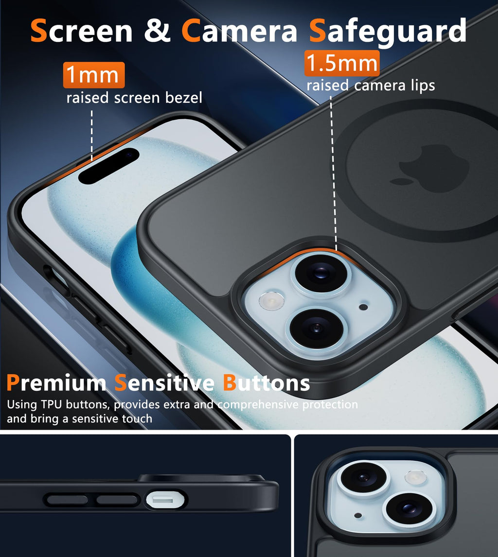 Iphone 15 Case: For Iphone 14 & Iphone 13 Case | Magnetic Frosted Translucent Sl