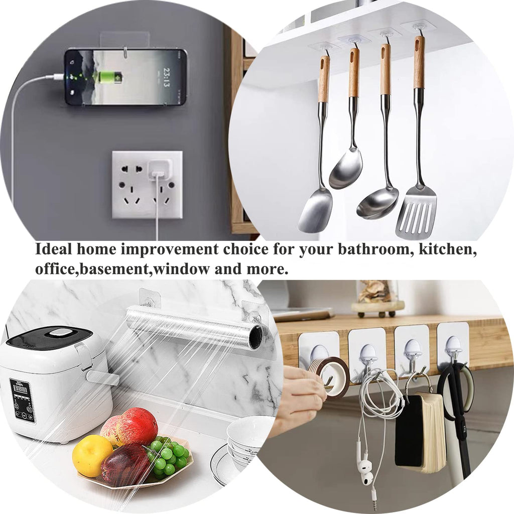 Wall Hooks 13LB Heavy Duty No Drill Transparent Waterproof Hooks for Ba