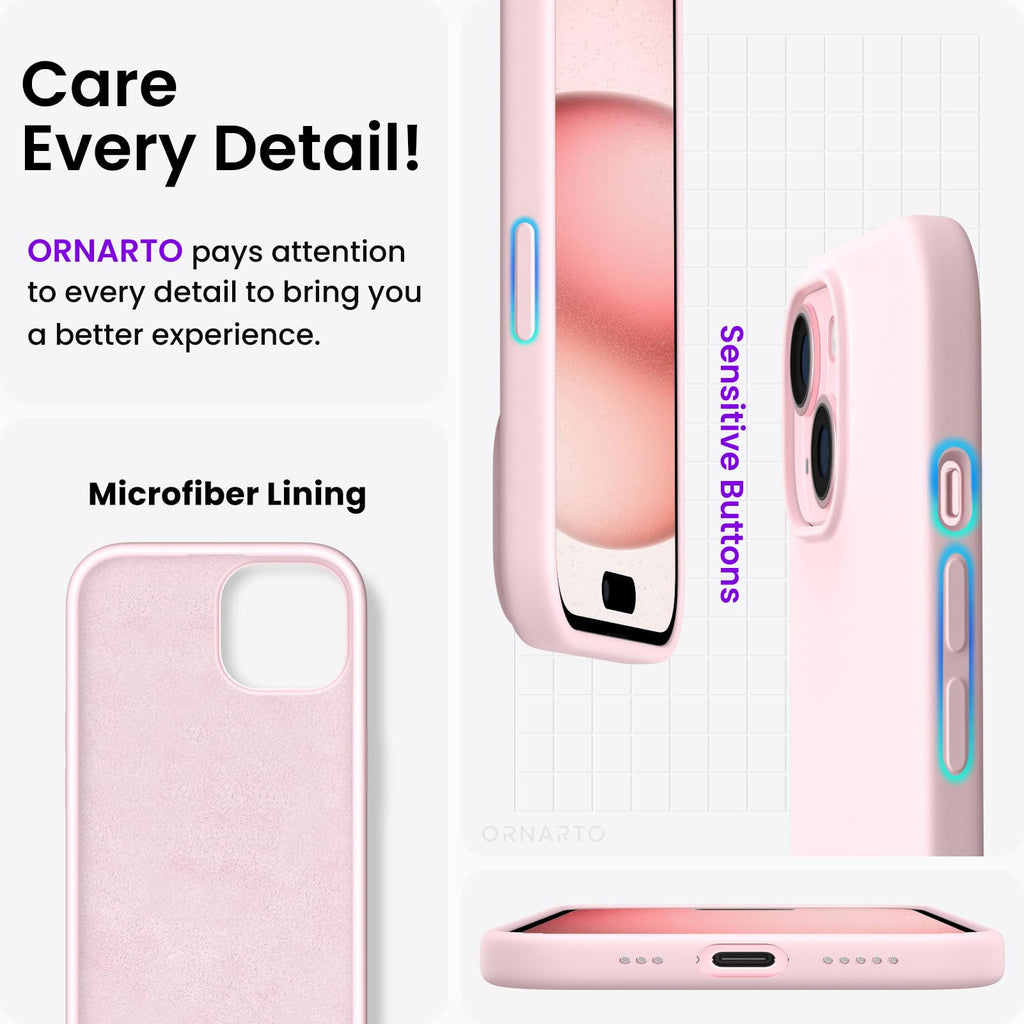 15 Case 6.1, Slim Liquid Silicone 3 Layers Full Covered Soft Gel Rubber Phone Ca