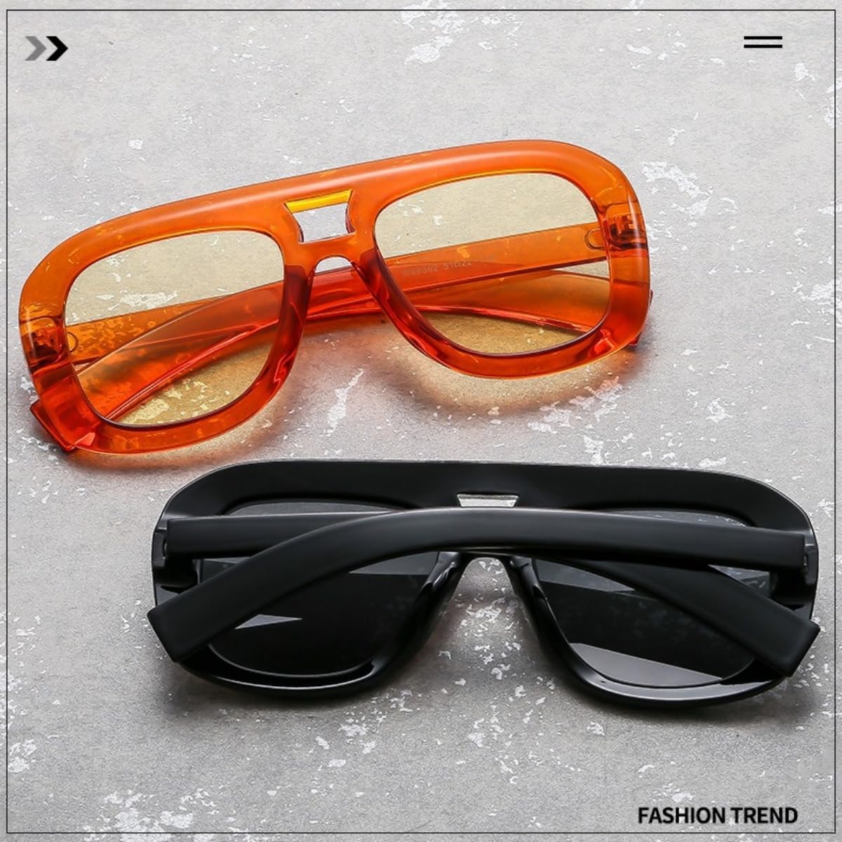 Square Aviator Sunglasses for Women Men Flat Top Frame 70s Oversized Squa