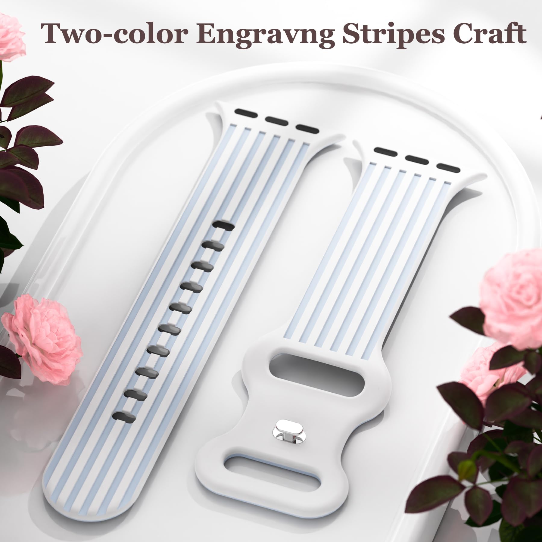 Striped Band Compatible with Apple Watch Bands for Women 40mm 42mm 41mm