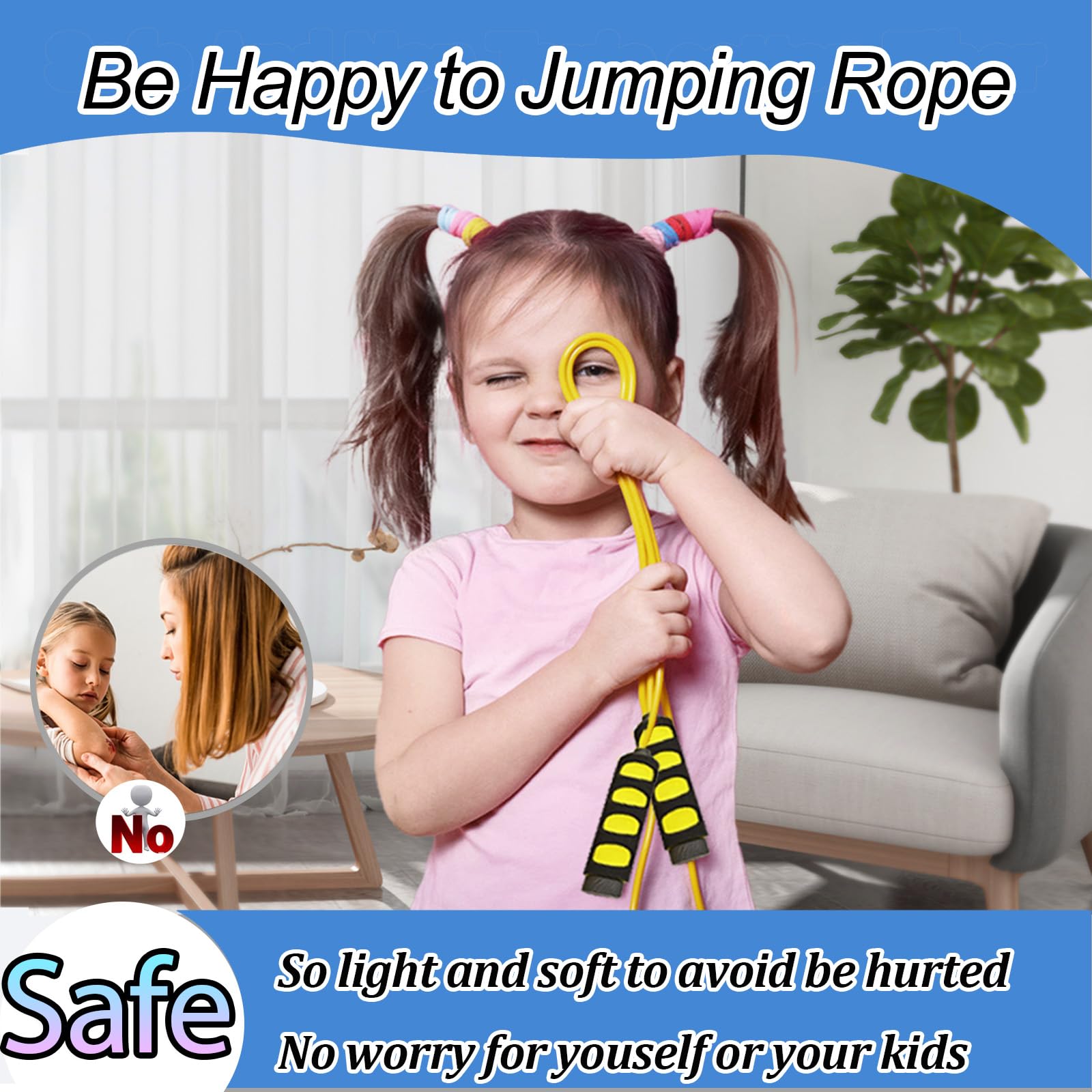 Ropes for Kids, Jump rope Fitness, 2 pack Lightweight &Adjustable kids Jump Rope