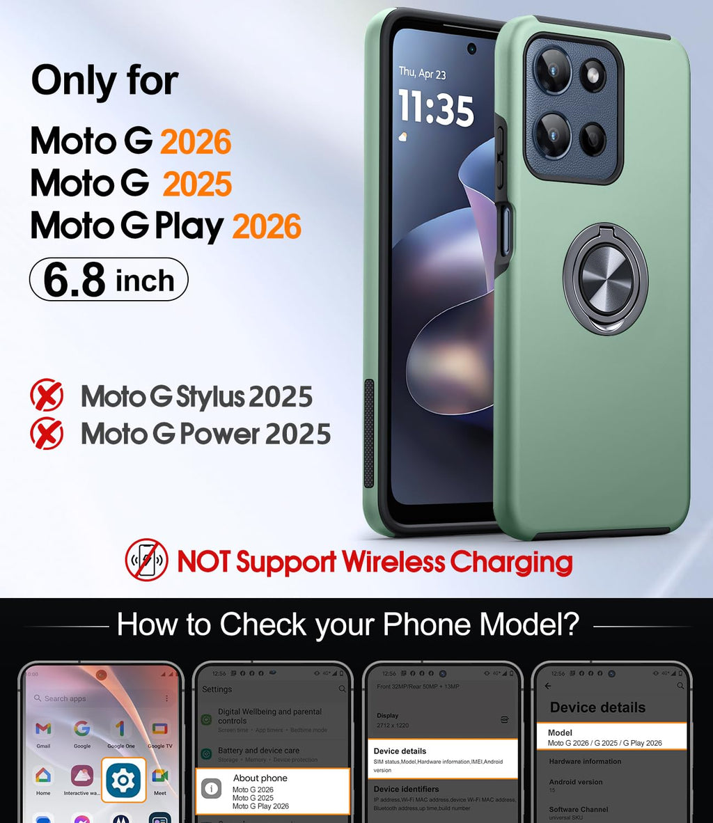 for Motorola Moto G 2025/2026 Case, Moto G Play 2026 Case with Screen Protector,