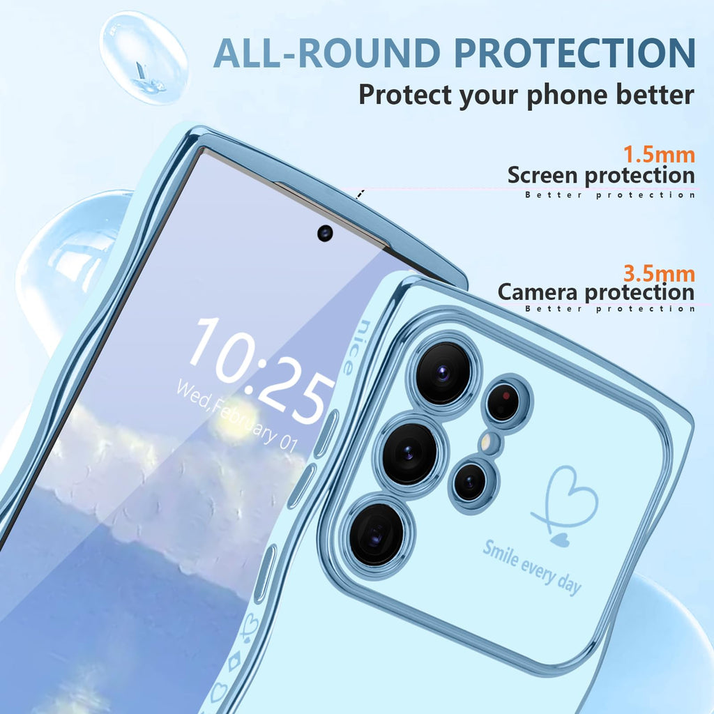 for Samsung Galaxy S26 Ultra Case for Women Girls, Cute Wave Frame Curly Shape w