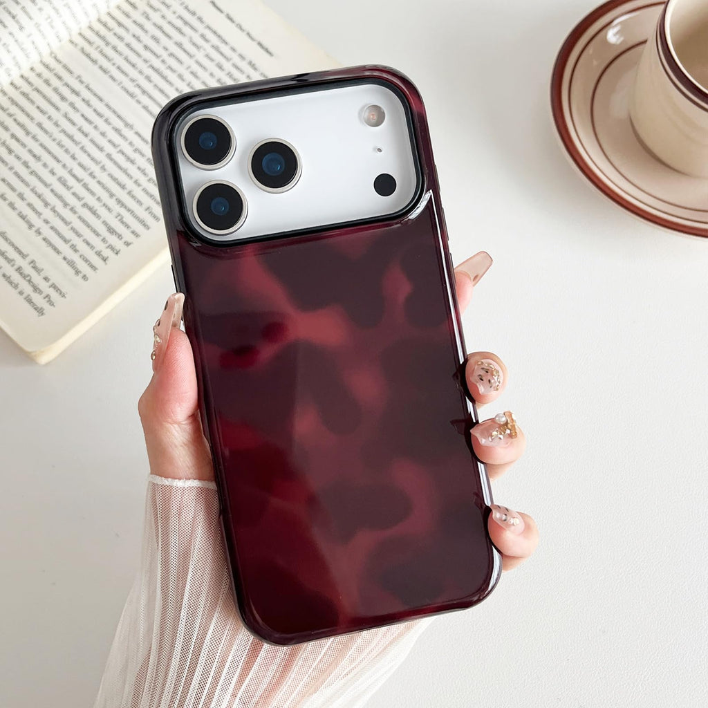 17 Pro Max Case, Chic Amber Tortoise Shell Brown Print Leopard, Soft Tpu And Har
