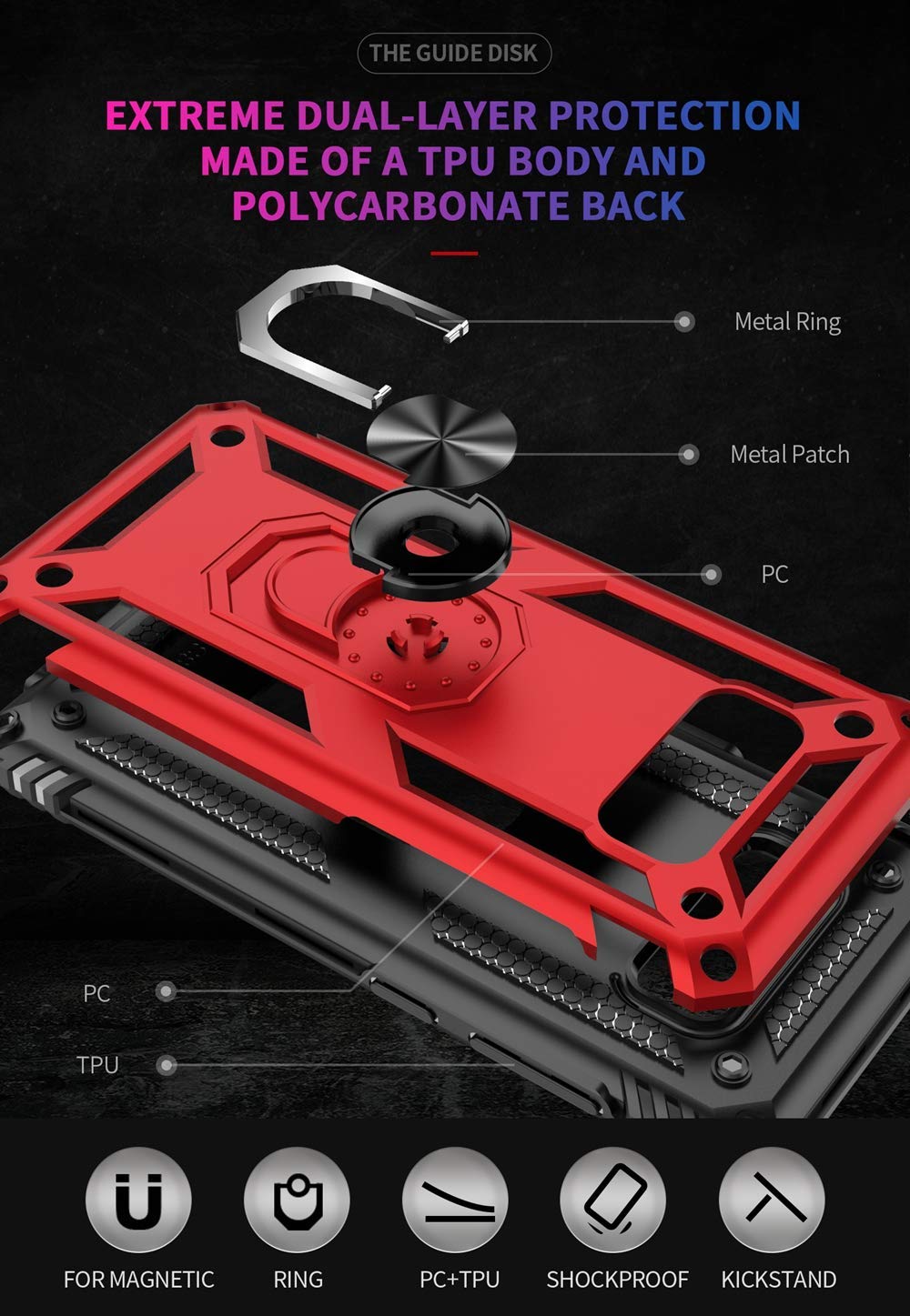 Grade Drop Impact for Samsung Galaxy S8 Plus Case 6.2 inch 360 Metal Ro