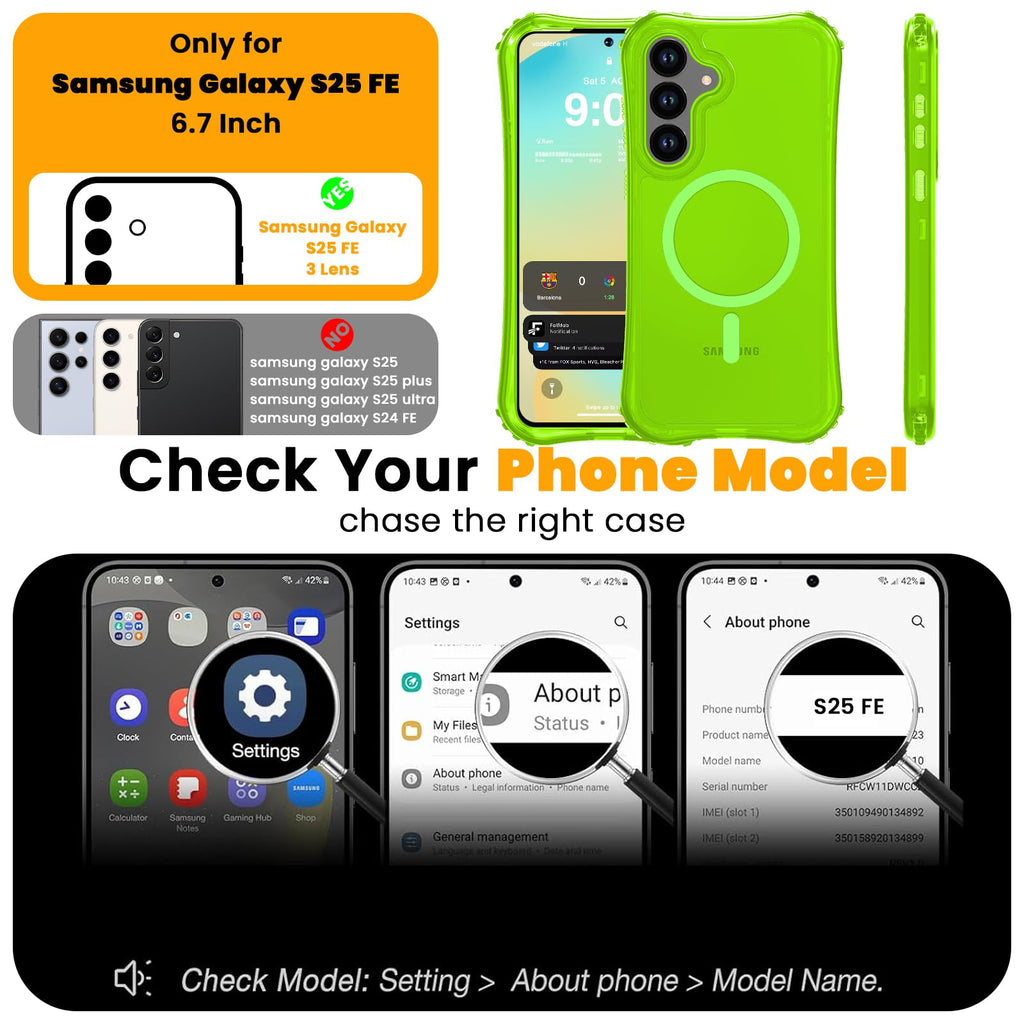 Samsung Galaxy S25 Fe Case Matte,2-Layer Durable Bumper [ Magsafe][Military Grad