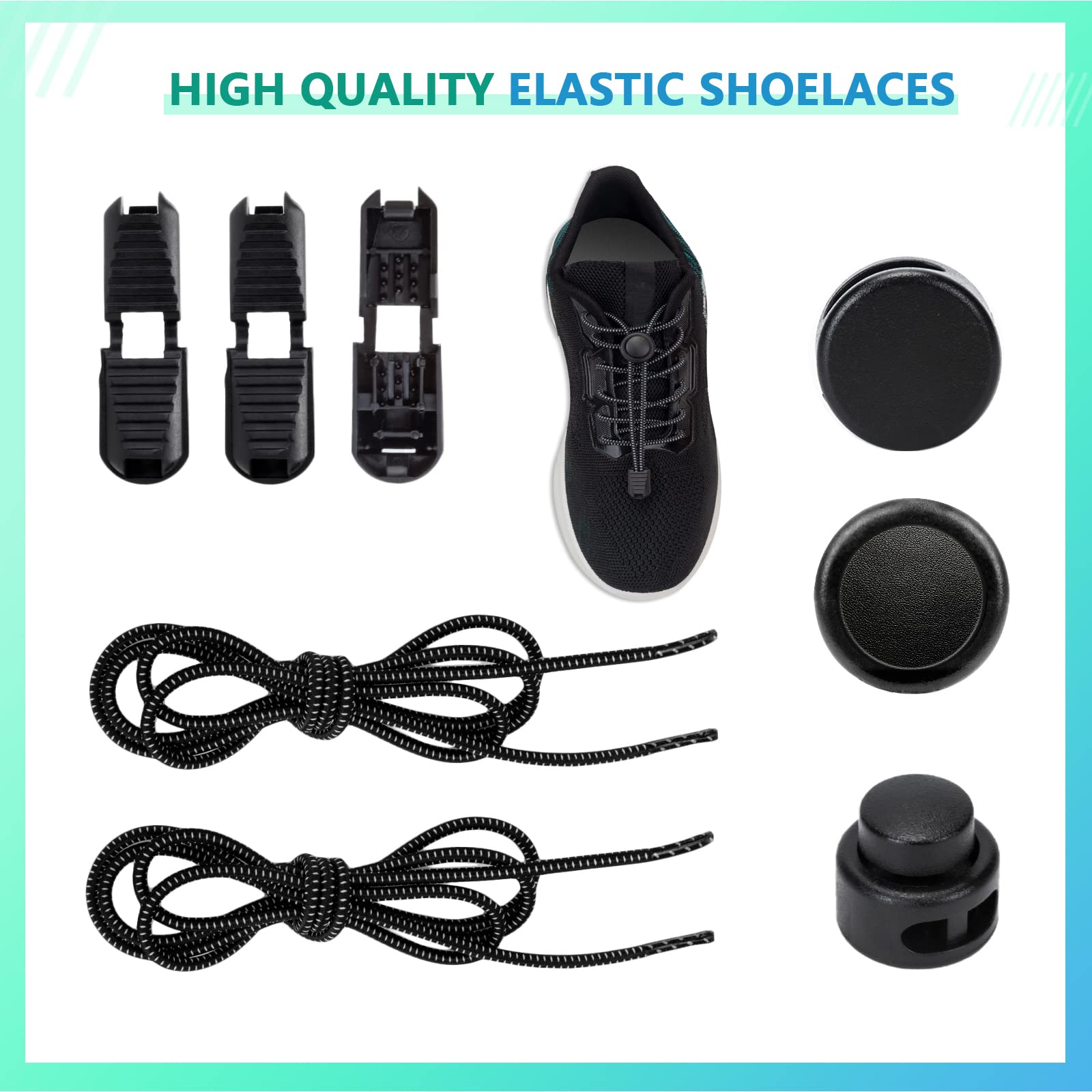 5 Pairs Elastic No Tie Shoe Laces for adults, shoe laces for sneakers,elastic la