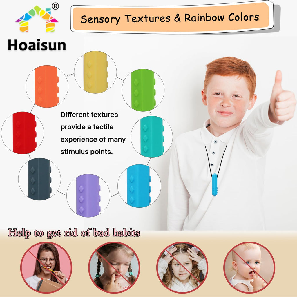 Necklaces for Sensory Kids, 8 Pack Chewy Necklace Sensory Boys and Girls with Au