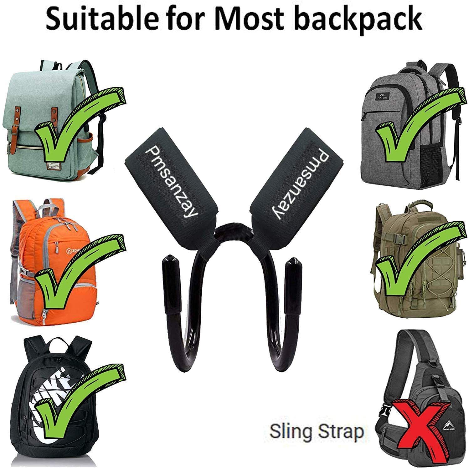 Backpack Attachment Carrier Hanger Rack Hook Holder for Carrying Mini Cruiser, C