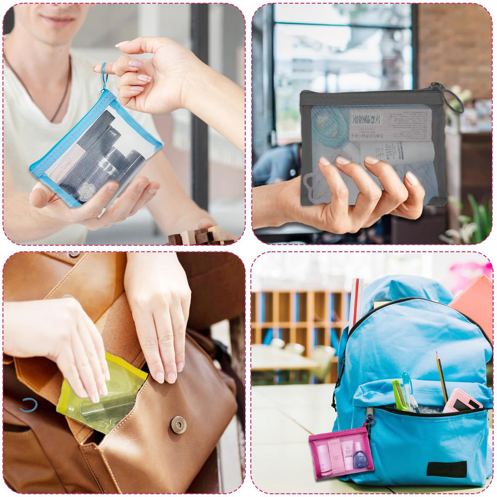 Pack), Small Mesh Bags with Zipper Nylon Makeup Pouches Bag Cosme