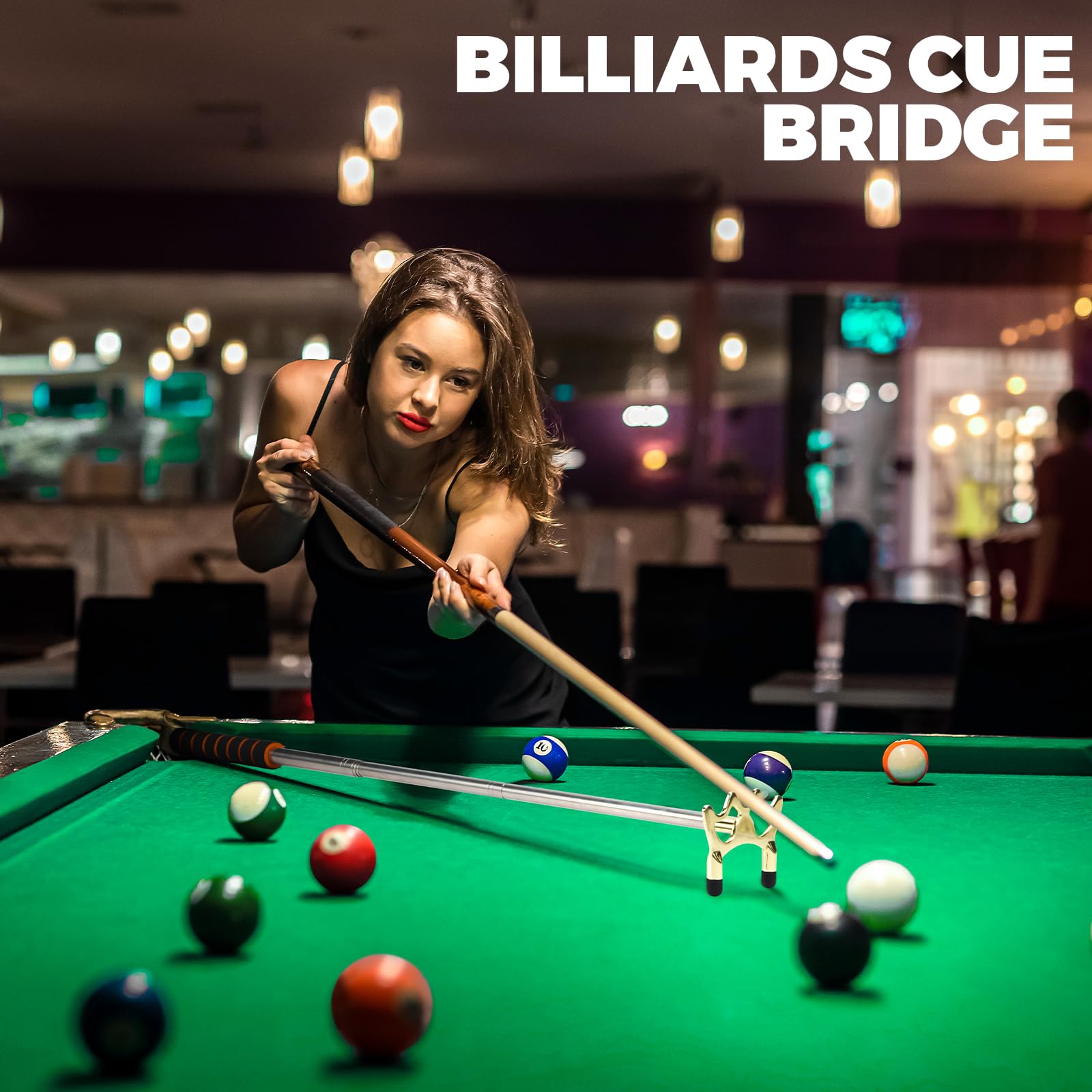 Pool Bridge Stick, Professional Retractable Pool Cue Bridge with Removable Brass