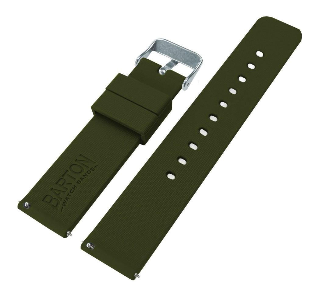 WATCH BANDS 22mm Army Green Soft Silicone Quick Release Straps