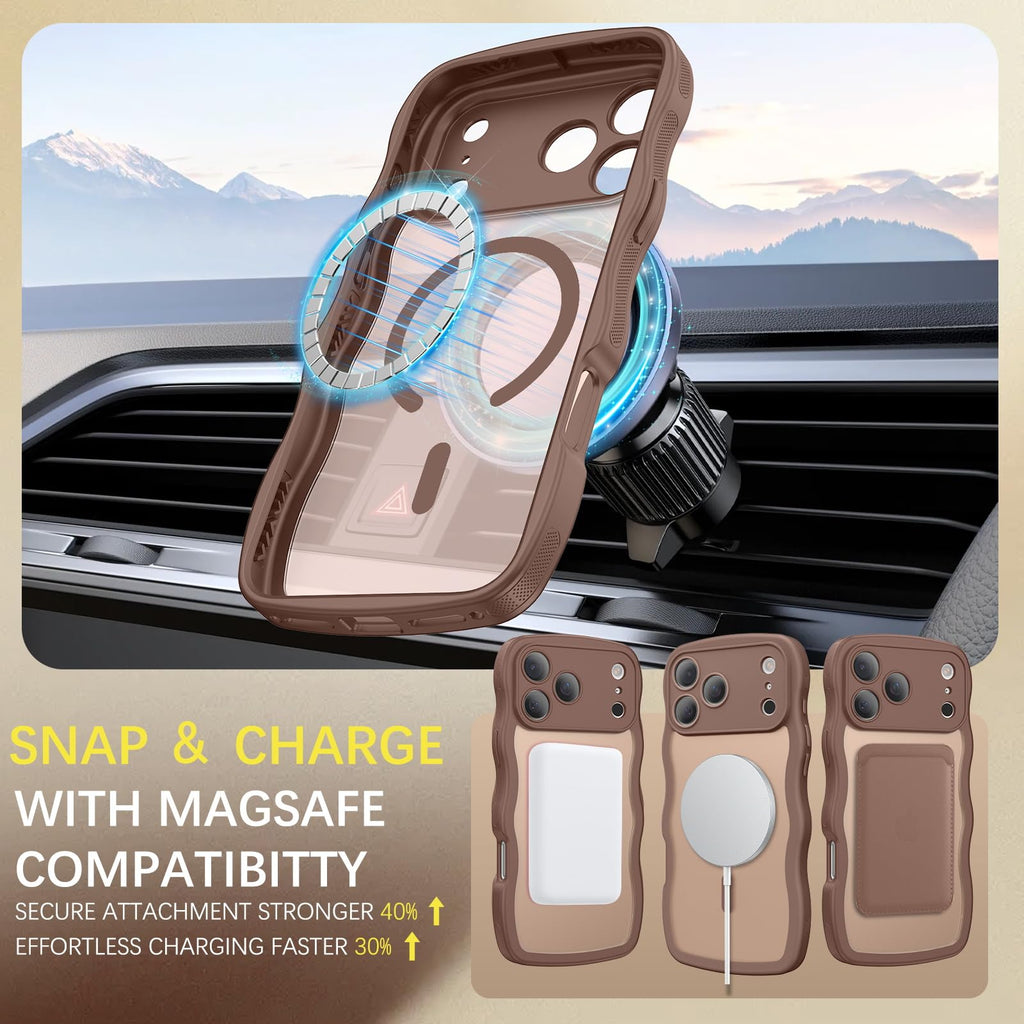 For Iphone 17 Pro Case, Cute Wavy Full Camera Protection [ Magsafe] Matte Anti-S