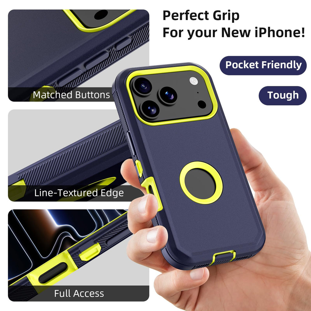 Iphone 17 Pro Case, Heavy Duty Drop Protection Screenless Dual Layer Shockproof
