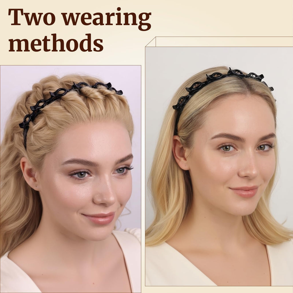 2 Pack Clip Headband for Twisty Bangs, 90s Hair Accessories for Women with 8 Min