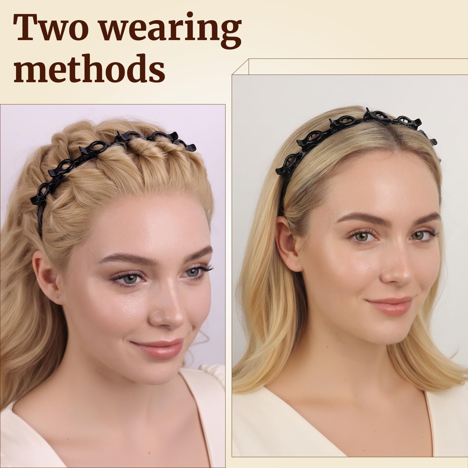 2 Pack Clip Headband for Twisty Bangs, 90s Hair Accessories for Women with 8 Min