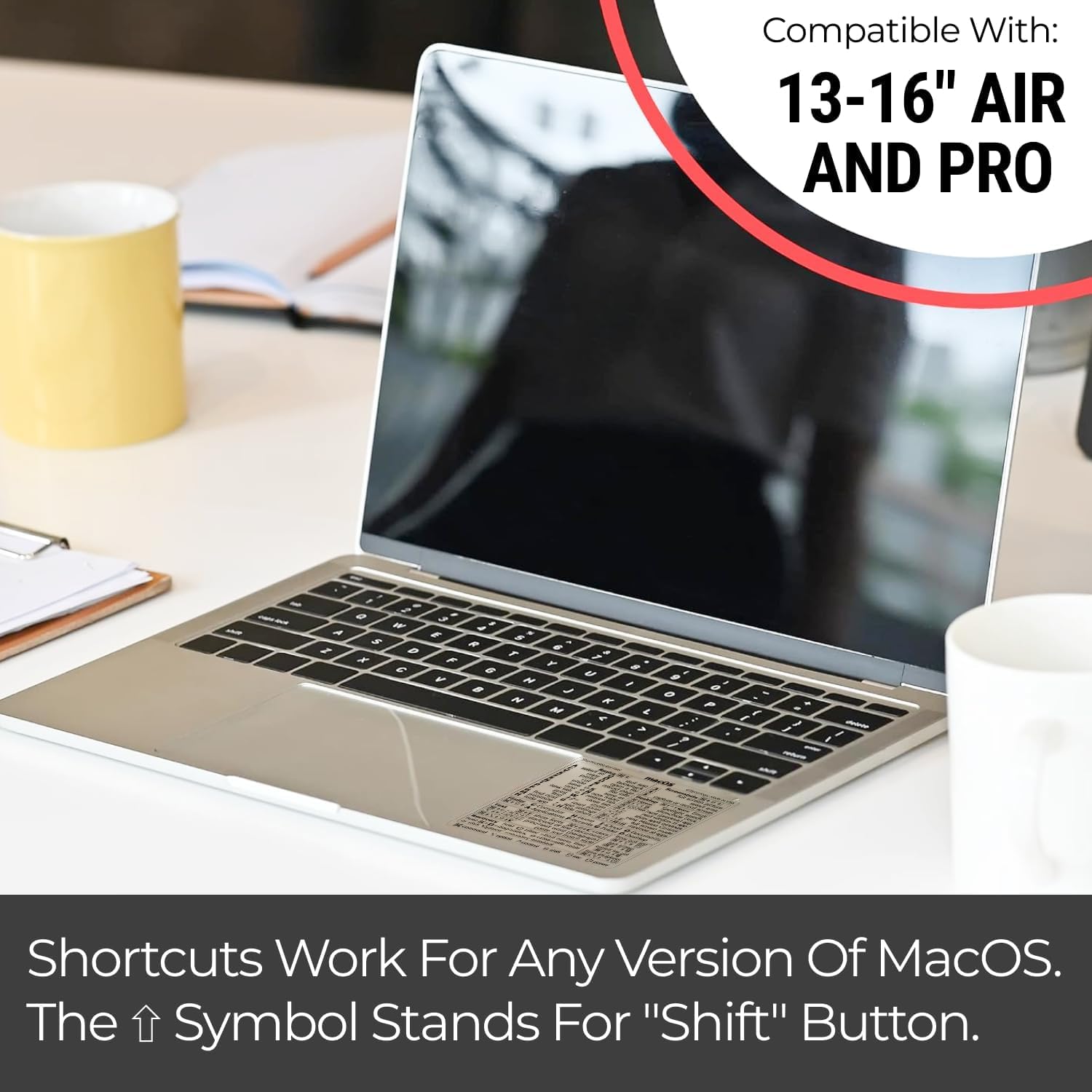 OS Shortcuts Sticker for Air/Pro | Keyboard Stickers for macOS | Laminated V