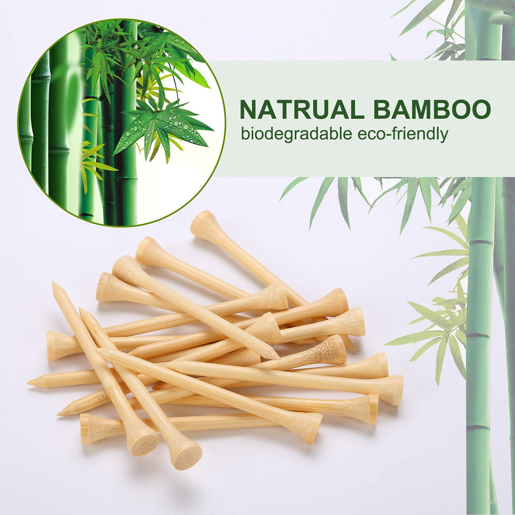 Golf Tees Durable Bamboo Tees 100Pcs 3-1/4" Friendly Biodegradable Material Redu