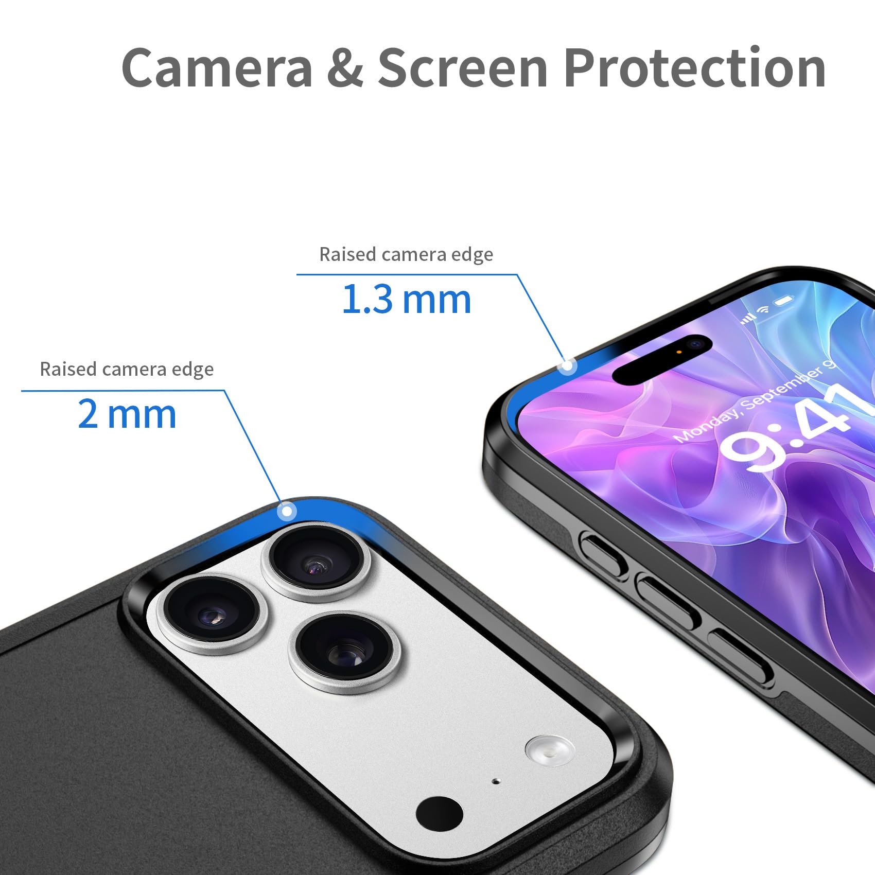 for iPhone 17 Pro Case Black — Dual Layer Heavy Duty Shockproof Cover with Milit